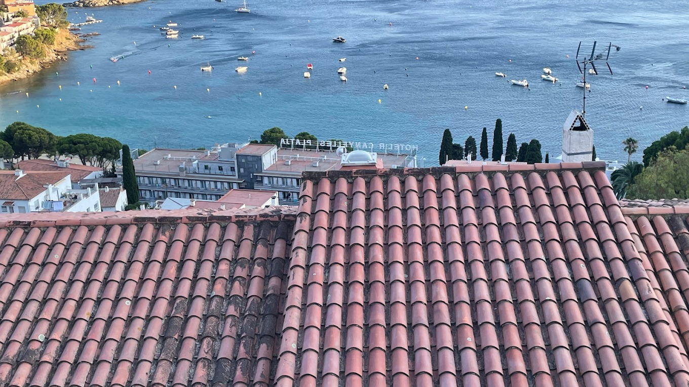 Vue générale d'une toiture en tuiles